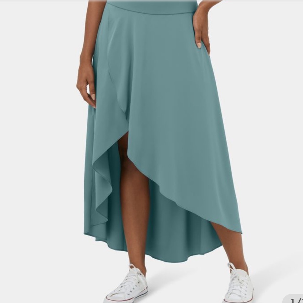 HALARA Breezeful High Low Ruffle Quick Dry MIDI Skirt Blue Small